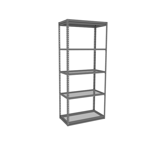 Z-Line Shelving W/Five Perf. Shlvs, Boltless, 36"Wx18"Dx84"H, Starter, Gry